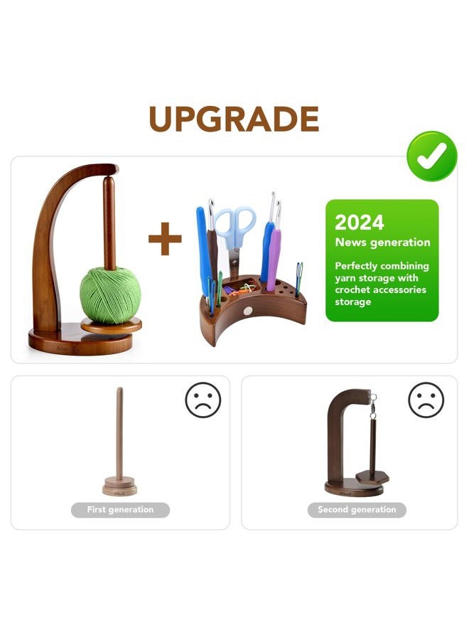 ULOI Crochet Yarn Holder - Upgrade with Crochet Accessories Storage Attachment, Magnetic Wooden Yarn Storage for Knitting Accessories, Perfect for Crocheting and Knitting Projects, Walnut Finish - Image 3