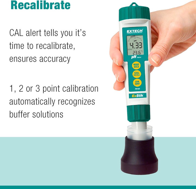 Extech PH100 Waterproof pH Meter with Automatic Temperature Compensation - Image 5
