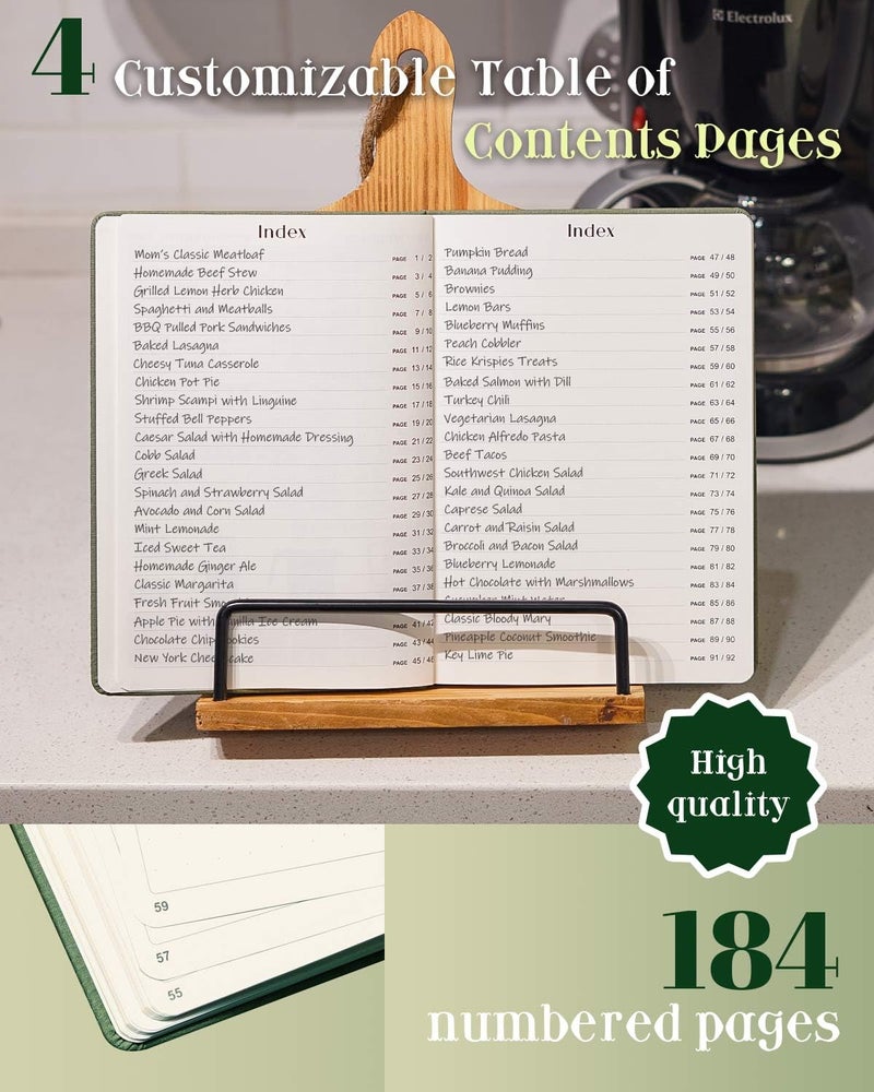 hi!SCI Recipe Book to Write in Your Own Recipes, Blank Recipe Notebook with 192 Pages, 7" x 10" Hardcover Recipe Journal for Family Cooking Lover, Diy Cookbook to Organize Your Recipes(Sage Green) - Image 5