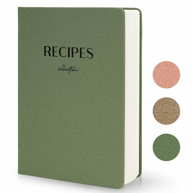 hi!SCI Recipe Book to Write in Your Own Recipes, Blank Recipe Notebook with 192 Pages, 7" x 10" Hardcover Recipe Journal for Family Cooking Lover, Diy Cookbook to Organize Your Recipes(Sage Green) - Image 1
