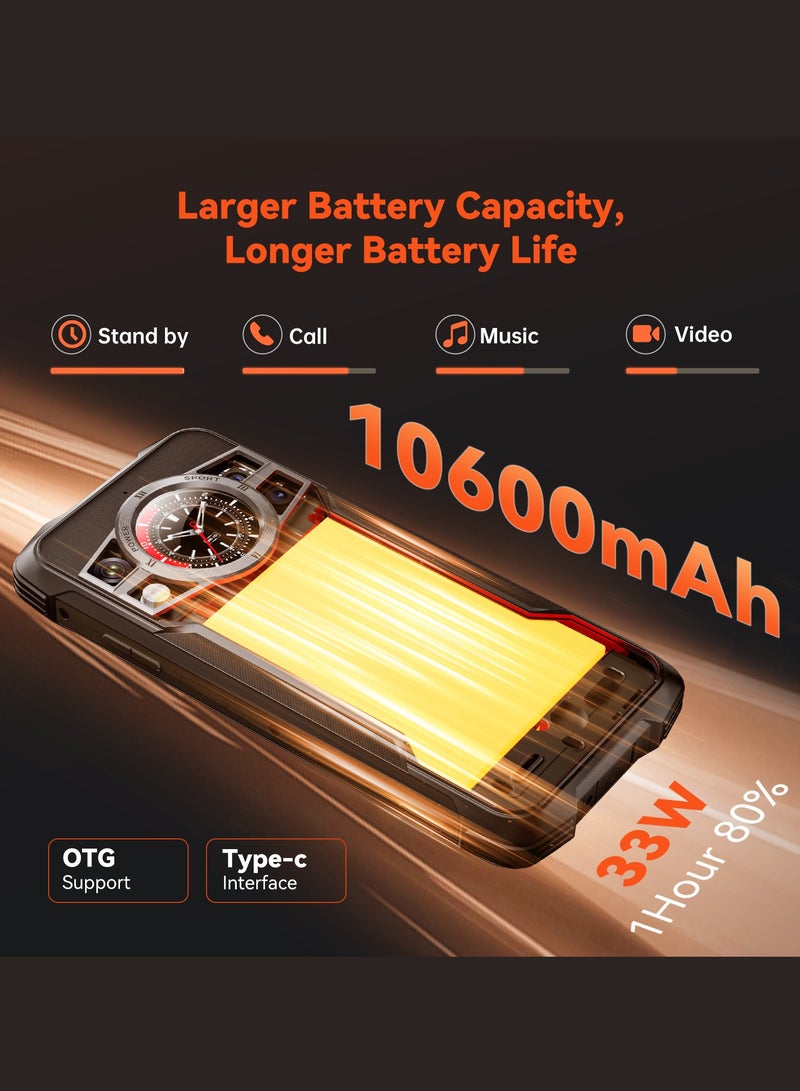 Cubot Kingkong 9 Rugged Smartphone 120hz 6.583-Inch Screen 12GB RAM+256GB ROM 10600mAh Battery 33W Fast Charging 100MP Main + 24MP Night Vision Camera NFC Black - Image 4