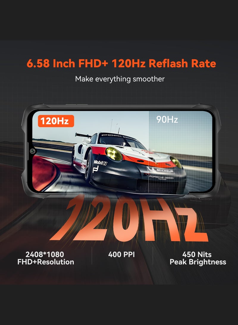 Cubot Kingkong 9 Rugged Smartphone 120hz 6.583-Inch Screen 12GB RAM+256GB ROM 10600mAh Battery 33W Fast Charging 100MP Main + 24MP Night Vision Camera NFC Black - Image 3