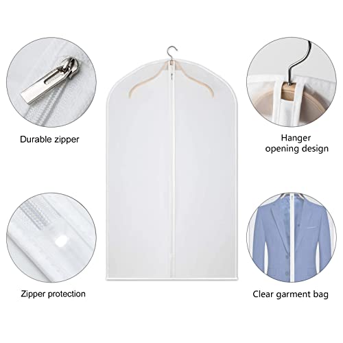 Kntiwiwo Garment Bags Clear Suit Bag for Closet Storage Set of 8 Hanging Clothes Dress Cover Bags Dust-Proof with Zipper for Suit, Coat, Dresses Clothes Storage-24” x40” - Image 5