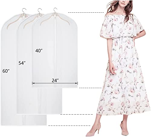 Kntiwiwo Garment Bags Clear Suit Bag for Closet Storage Set of 8 Hanging Clothes Dress Cover Bags Dust-Proof with Zipper for Suit, Coat, Dresses Clothes Storage-24” x40” - Image 2