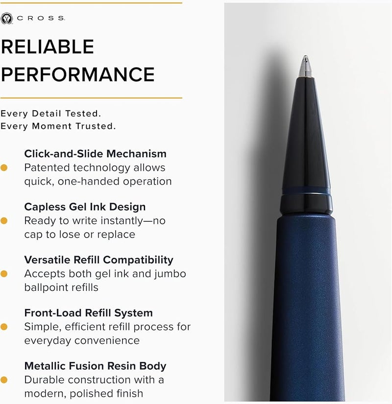 Cross Edge Matte Blue Lacquer Gel Rollerball Pen - Image 4