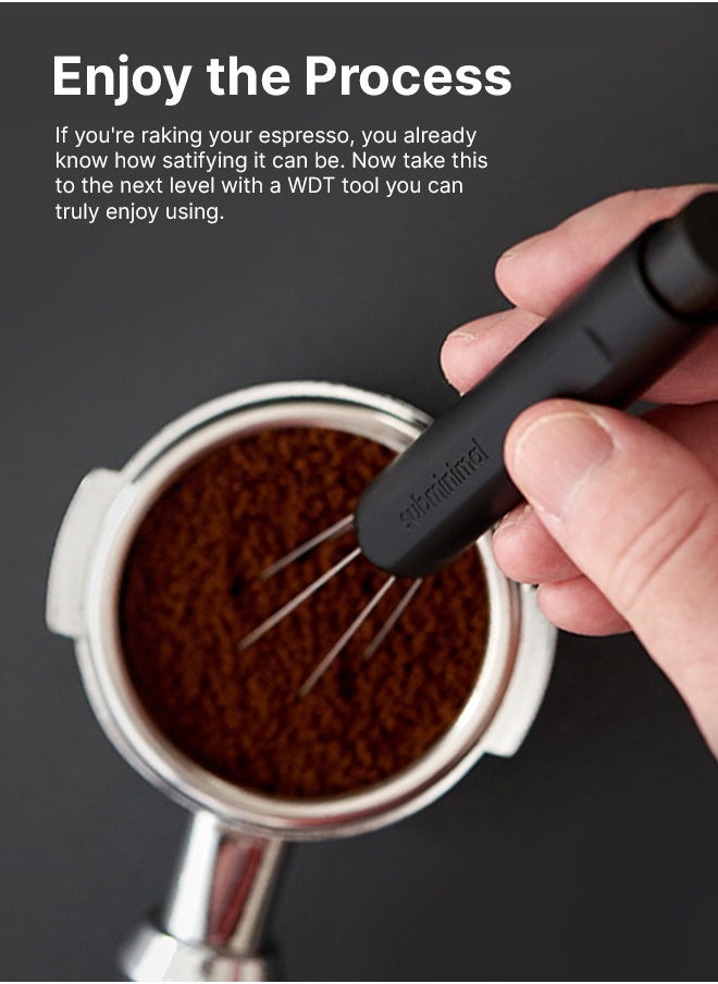 Flick WDT Tool | Pen Design Weiss Distribution Technique Espresso making tool, Fine Needles, Spring-loaded Auto hide Needles, Safe, Easy to Use, 2x Stands in the Box - Black