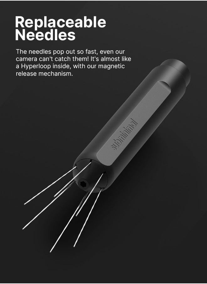 Flick WDT Tool | Pen Design Weiss Distribution Technique Espresso making tool, Fine Needles, Spring-loaded Auto hide Needles, Safe, Easy to Use, 2x Stands in the Box - Black