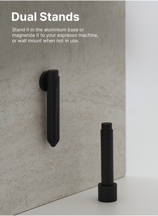 Flick WDT Tool | Pen Design Weiss Distribution Technique Espresso making tool, Fine Needles, Spring-loaded Auto hide Needles, Safe, Easy to Use, 2x Stands in the Box - Black