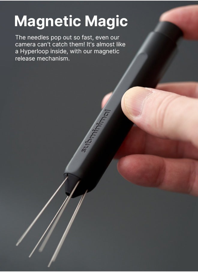 Flick WDT Tool | Pen Design Weiss Distribution Technique Espresso making tool, Fine Needles, Spring-loaded Auto hide Needles, Safe, Easy to Use, 2x Stands in the Box - Black