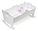 Badger Basket Doll Cradle with Deluxe Bedding  Charming White and Rose Design for 18 to 20Inch Dolls Complete with Personalization Kit and Pillows - Image 4