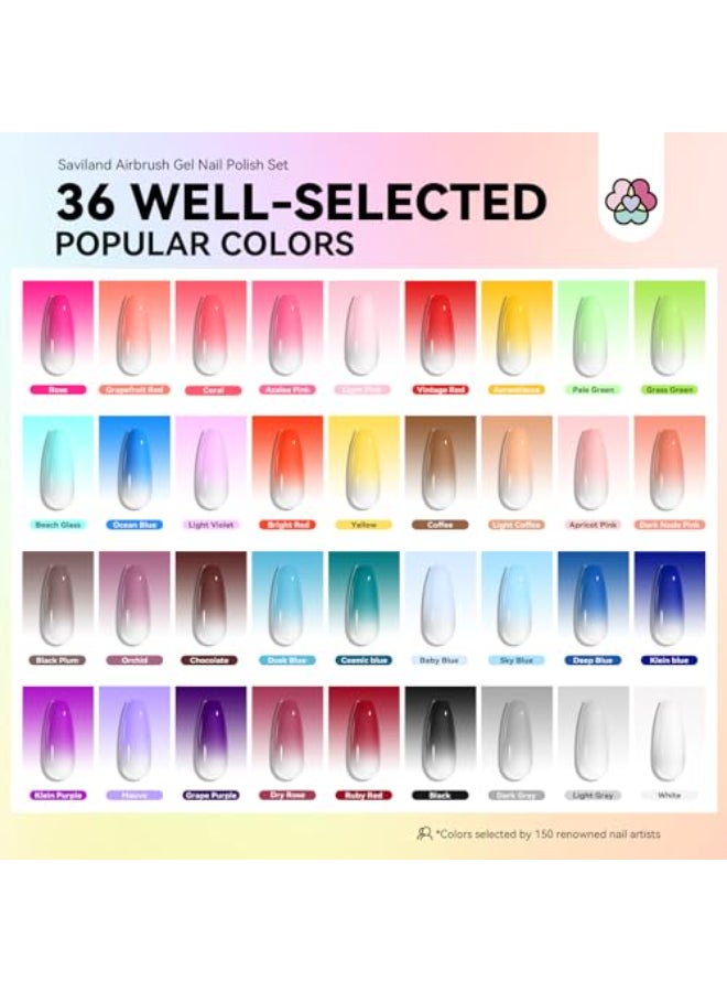SAVILAND Airbrush Gel Nail Polish 36 Colors No Need for Dilution Gel Polish Airbrush Paint for Nail Diluted High Pigmented for Acrylic French Gradients Cat Eye Paint Home Salon DIY Christmas Gift - Image 3