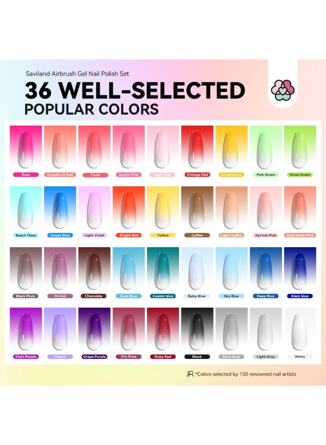 SAVILAND Airbrush Gel Nail Polish 36 Colors No Need for Dilution Gel Polish Airbrush Paint for Nail Diluted High Pigmented for Acrylic French Gradients Cat Eye Paint Home Salon DIY Christmas Gift - Image 4