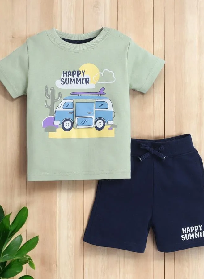 victor and jane Victor And Jane Boys Happy Summer Graphic T-Shirt and Shorts Set