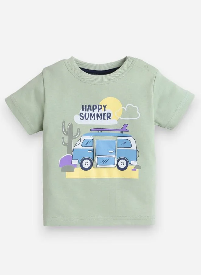 فكتور اند جين Victor And Jane Boys Happy Summer Graphic T-Shirt and Shorts Set