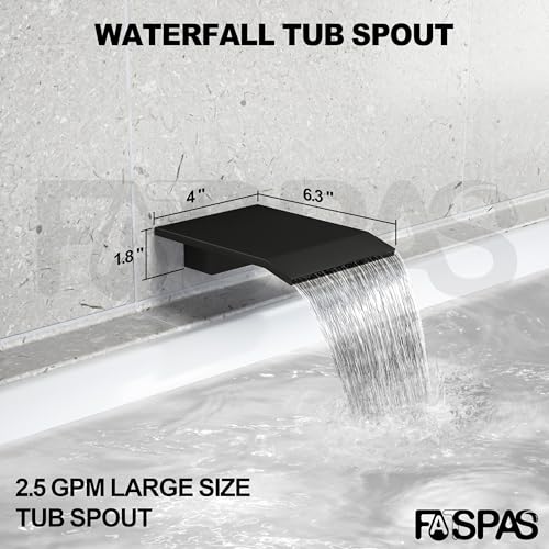 Fatspas Shower System with Tub Spout, Shower Faucet Set with 12 Inch Rain Showerhead Handheld Shower and Tub Spout, Wall Mounted High-Pressure Showerhead Combo Set Included Valve and Trim, Matte Black - Image 5