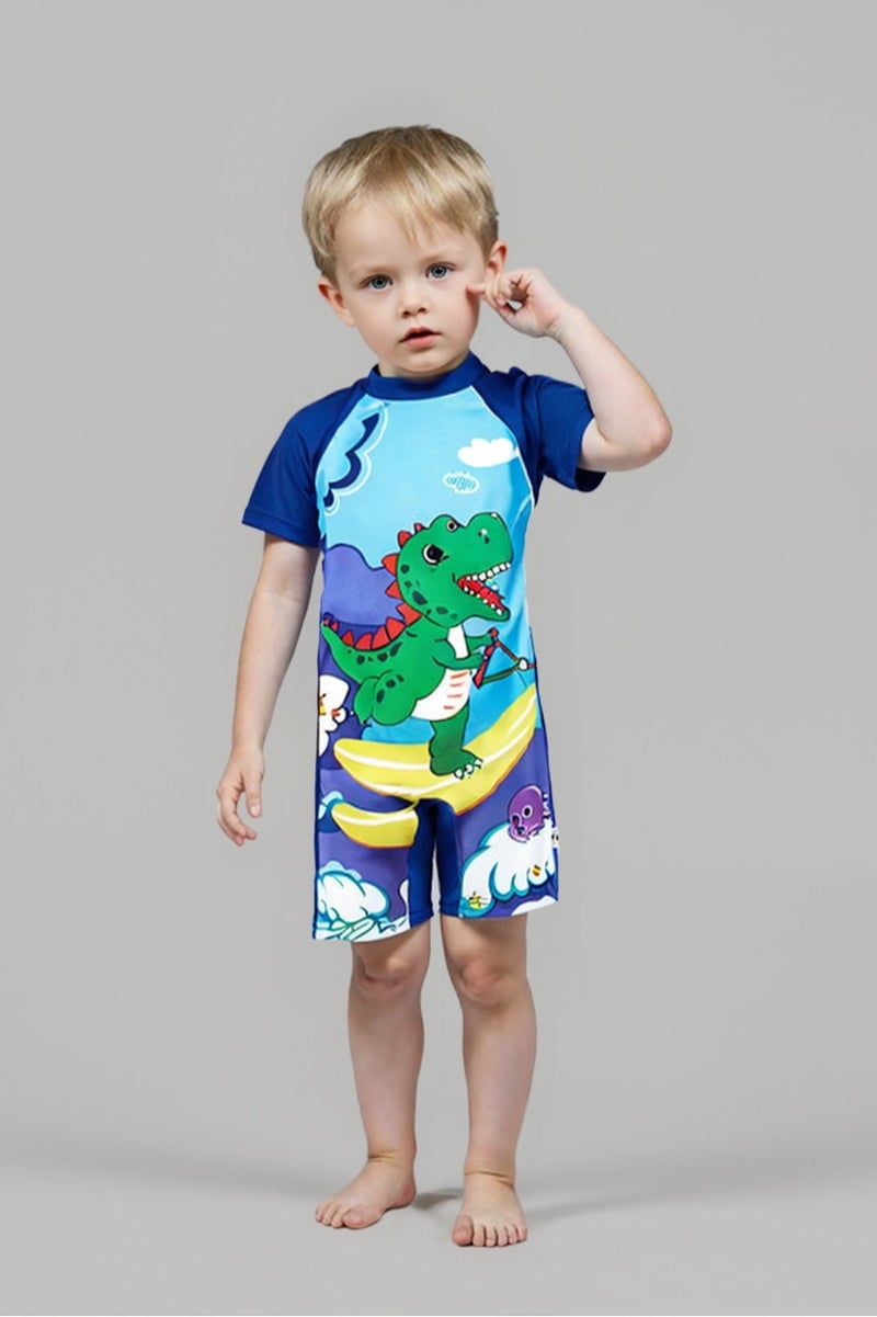 أنا أحب الأطفال ملابس السباحة الجديدة للأطفال ، الأكمام القصيرة ، مع قبعة السباحة ، الأولاد 100 سم-110 سم ، الجاف السريع ، للشاطئ والسباحة - Image 2