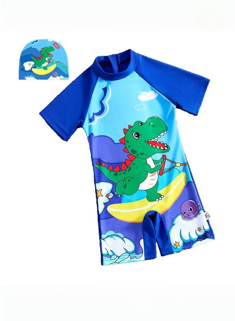 أنا أحب الأطفال ملابس السباحة الجديدة للأطفال ، الأكمام القصيرة ، مع قبعة السباحة ، الأولاد 100 سم-110 سم ، الجاف السريع ، للشاطئ والسباحة - Image 1