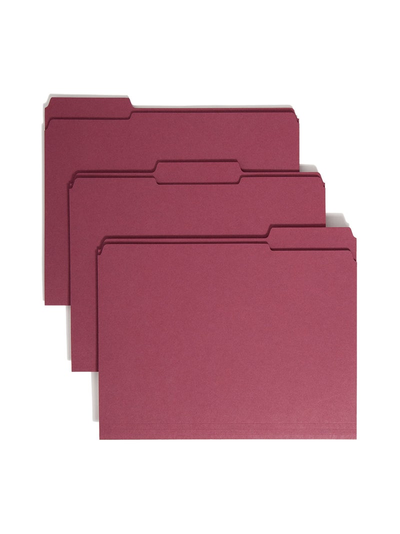 Smead File Folder Reinforced 13Cut Tab Letter Size Maroon 100 per Box 13084