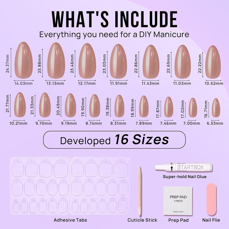 BTArtbox Press On Nails Almond - Fall Press on Nails Meidum Chrome Nails, Light Weight & Fit Perfectly, Fake Nail with Nail Glue, Brown Glue On Nails in 15 Sizes, Chocolate Glazed Easy transit optimized build - Image 5