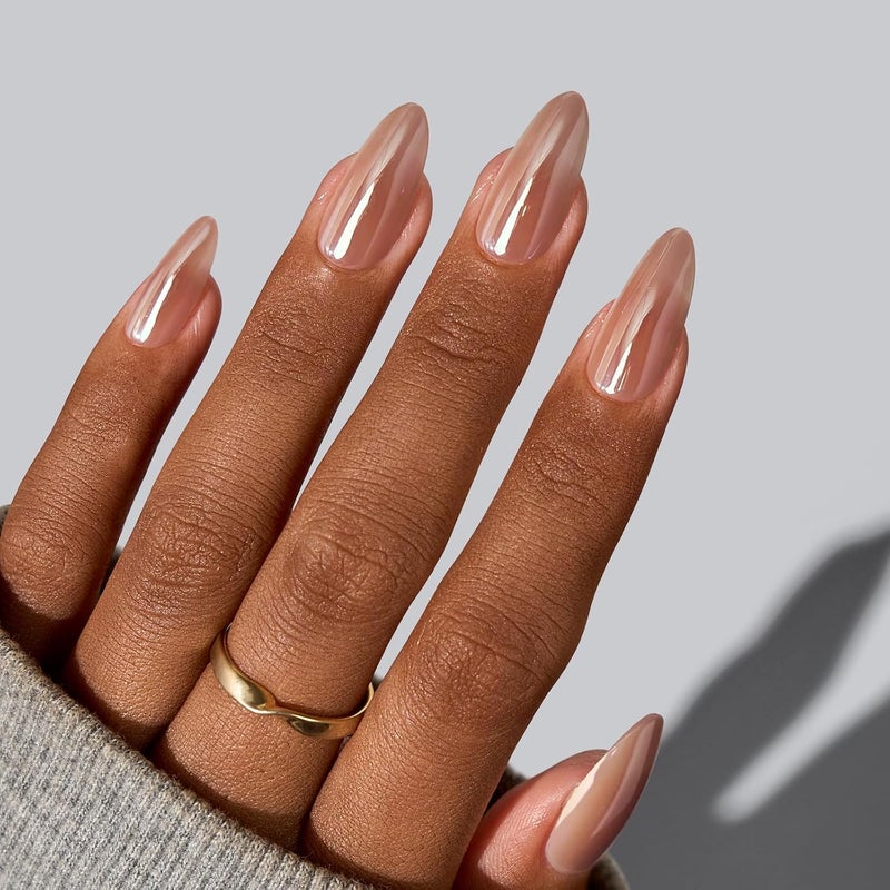 BTArtbox Press On Nails Almond - Fall Press on Nails Meidum Chrome Nails, Light Weight & Fit Perfectly, Fake Nail with Nail Glue, Brown Glue On Nails in 15 Sizes, Chocolate Glazed Easy transit optimized build - Image 2