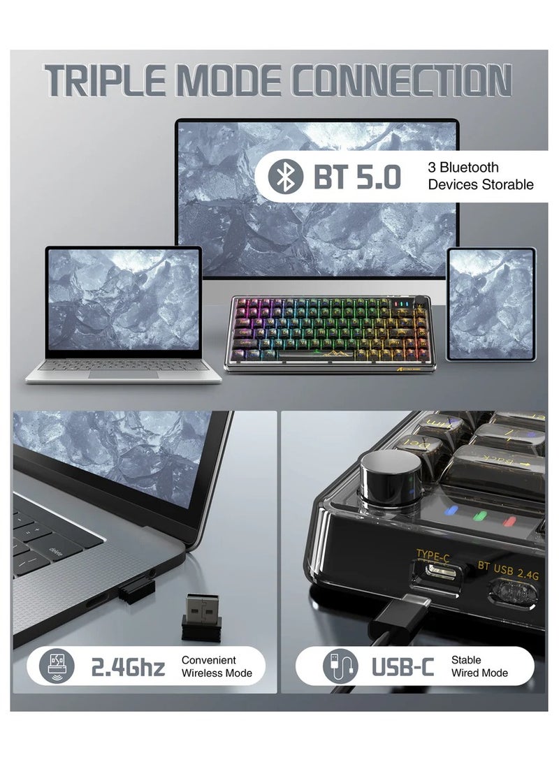 ATTACK SHARK K75 Pro Transparent Mechanical Keyboard (Black Transparent) - Image 3