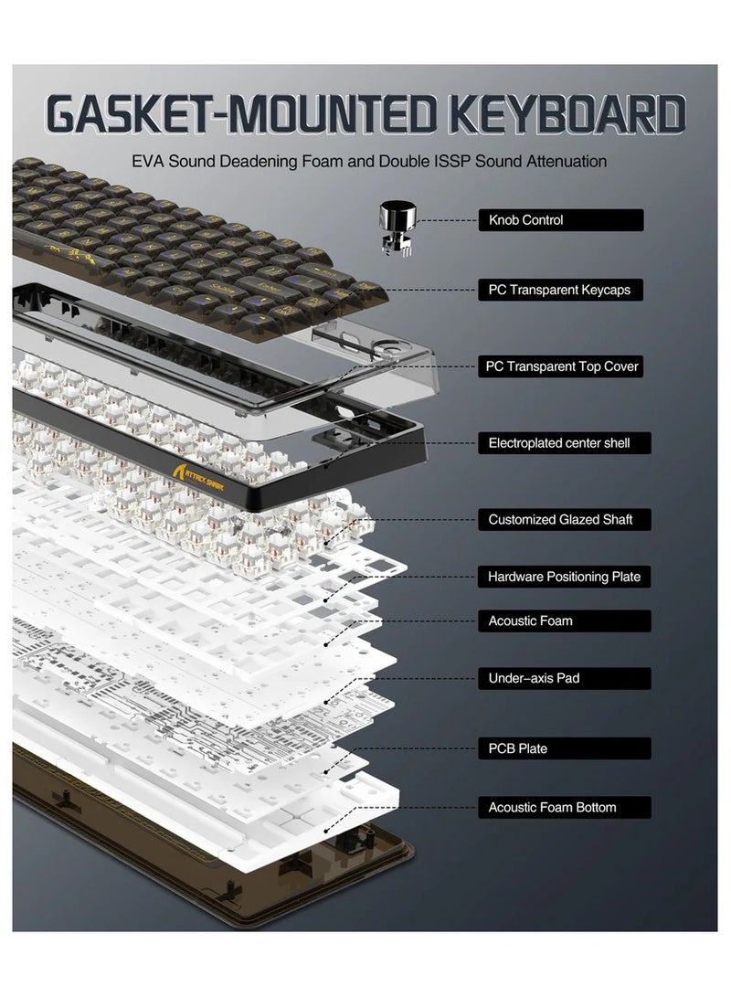 ATTACK SHARK K75 Pro Transparent Mechanical Keyboard (Black Transparent) - Image 5