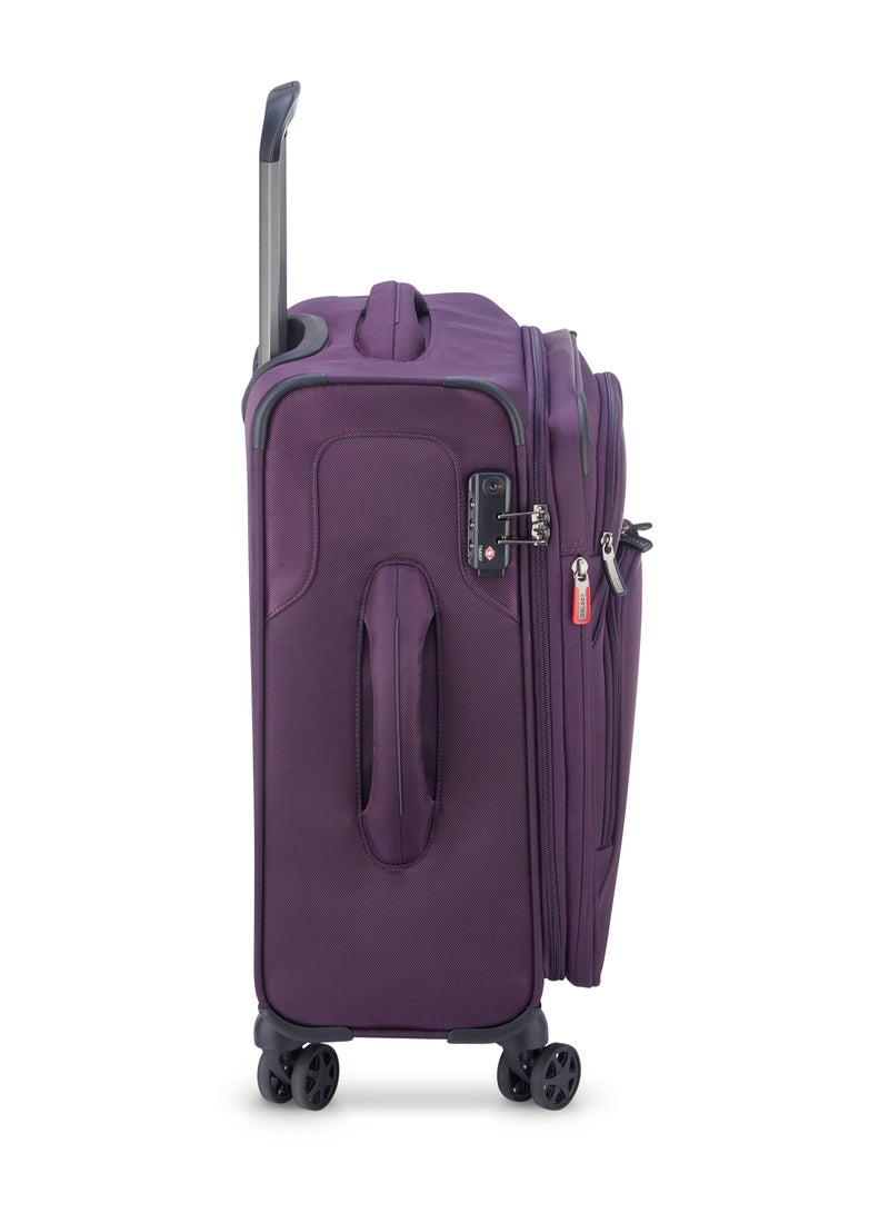 DELSEY Paris Optimax Lite 55cm Softcase 4 Double Wheel Expandable Cabin Luggage Trolley Purple - Image 2