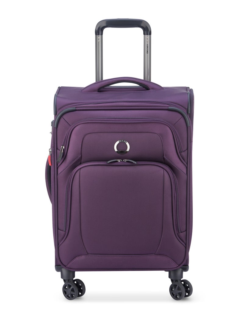 DELSEY Paris Optimax Lite 55cm Softcase 4 Double Wheel Expandable Cabin Luggage Trolley Purple - Image 1