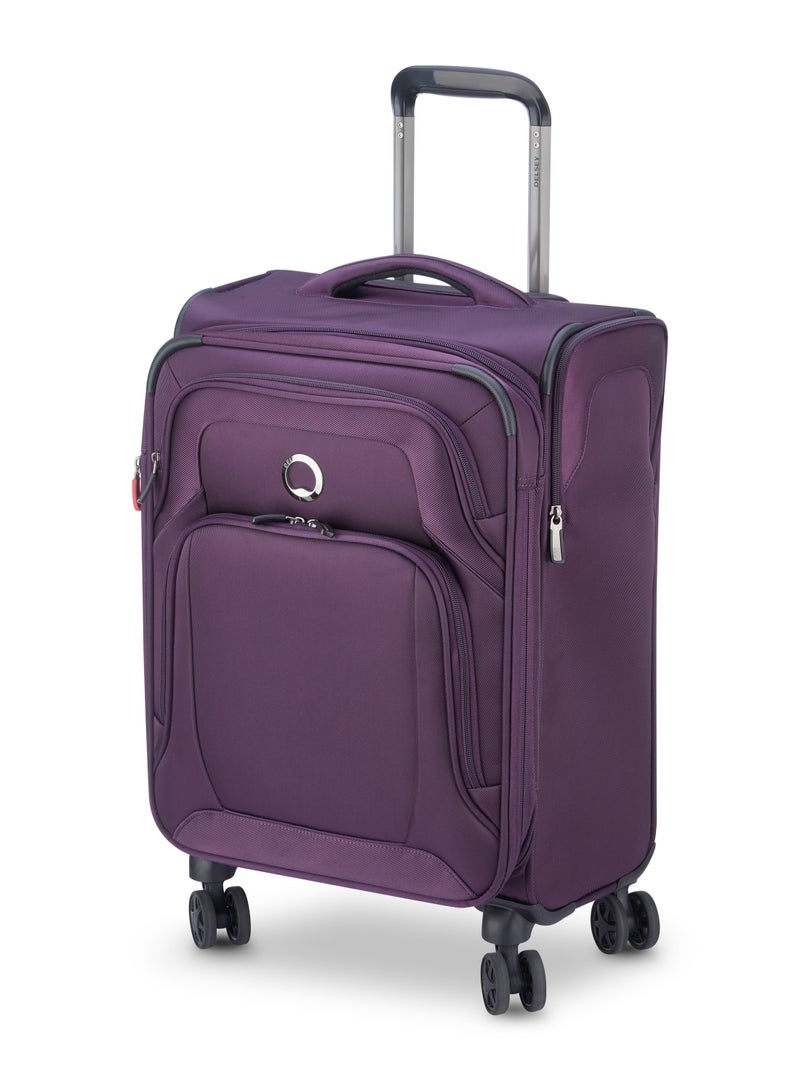DELSEY Paris Optimax Lite 55cm Softcase 4 Double Wheel Expandable Cabin Luggage Trolley Purple - Image 3