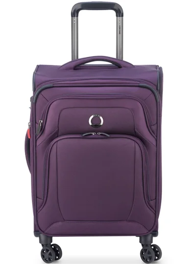 DELSEY Paris Optimax Lite 55 Cm Softcase 4 Double Wheel Expandable Cabin Luggage Trolley - Purple