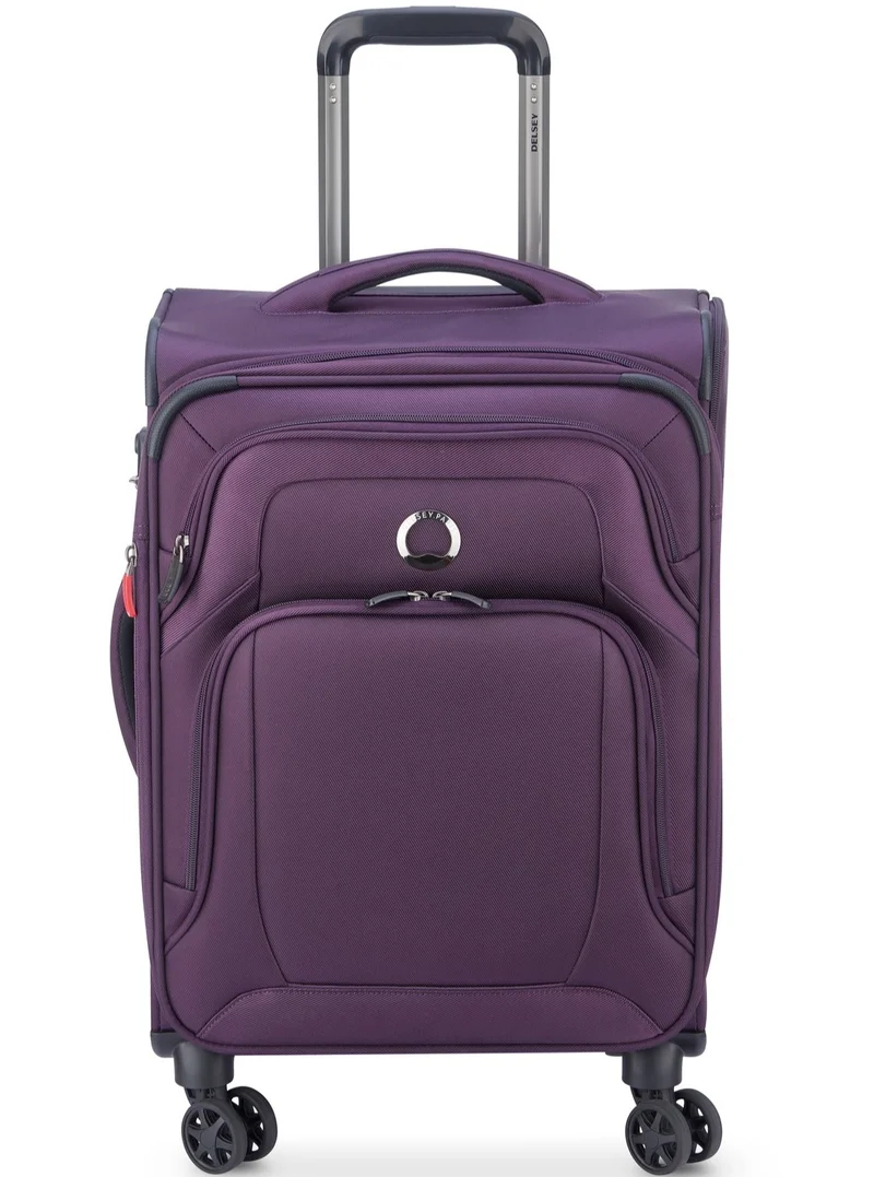 DELSEY Paris Optimax Lite 55 Cm Softcase 4 Double Wheel Expandable Cabin Luggage Trolley - Purple