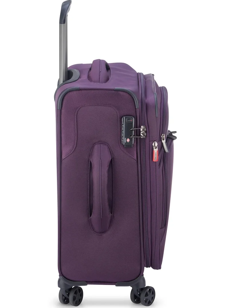 DELSEY Paris Optimax Lite 55 Cm Softcase 4 Double Wheel Expandable Cabin Luggage Trolley - Purple