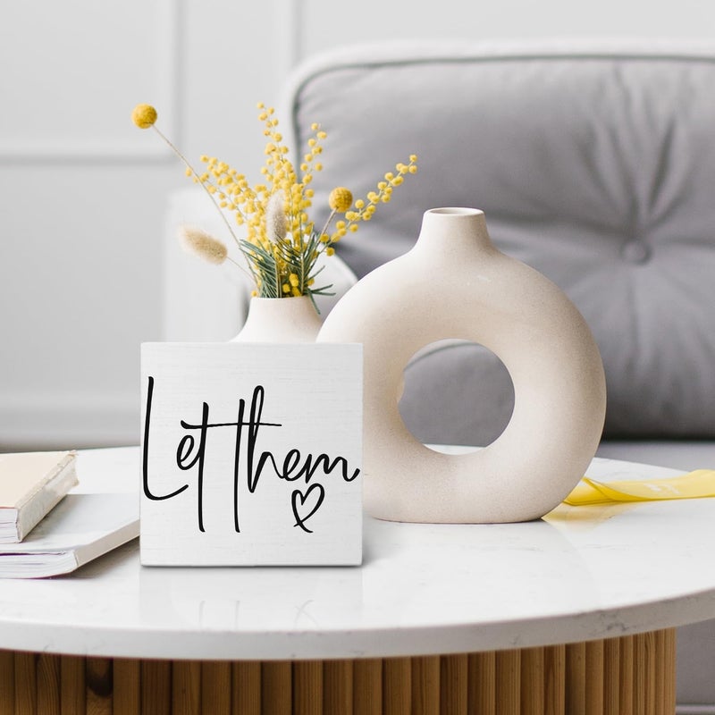 Nvotell Let Them Wooden Sign - Mental Health Quotes Wood Box Signs 5X5 Inches  Let Them Desk Tabletop Signs For Home Decor Shelf  Office Gifts For Coworkers Women  Office Decorations For Work - Image 5