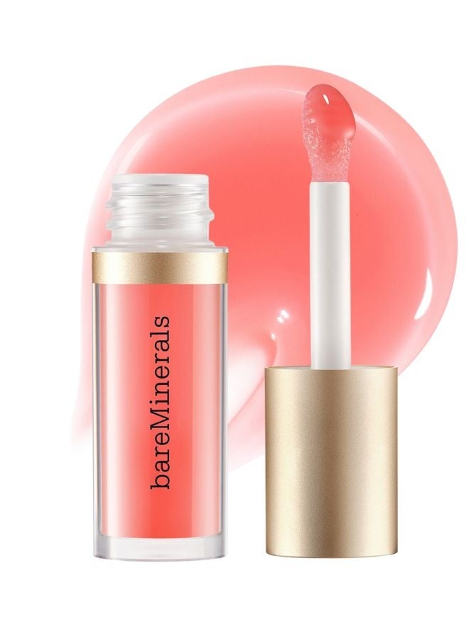 زيت الشفاه المغذي من bareMinerals - لون الخوخ النيود الساحر | زيت شفاه مرطب ولامع للغاية مع زيوت نباتية وحمض الهيالورونيك - 3.8 مل - Image 1