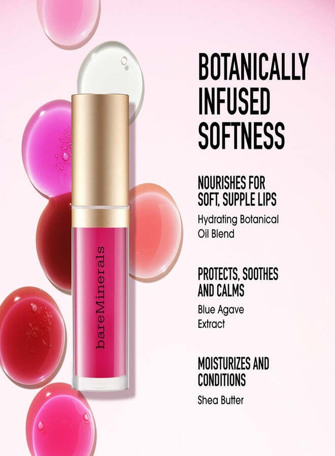 زيت الشفاه المغذي من bareMinerals - لون الخوخ النيود الساحر | زيت شفاه مرطب ولامع للغاية مع زيوت نباتية وحمض الهيالورونيك - 3.8 مل - Image 4