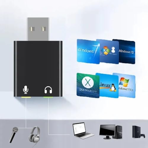 TECHBLAZE USB Sound Card, USB to Audio Jack Adapter 7.1 Channel External Clear Sound Card with 3.5mm TRS TRRS Noise Reduction, Plug & Play for PC, Laptop, Mac, PS4, Microphone Headphone - Image 3