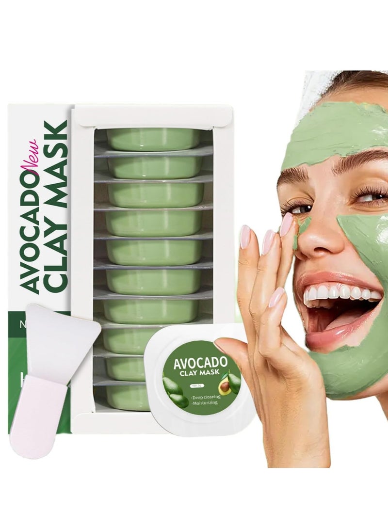 Avocado 10pcs*5g Avocado Clay Mask Set, Moisturizing and Hydrating Mud Mask, Blackhead Removal, Rejuvenating Face Mask for Men & Women, Skin Care Essential, Ideal for Travel and Daily Use - Image 1