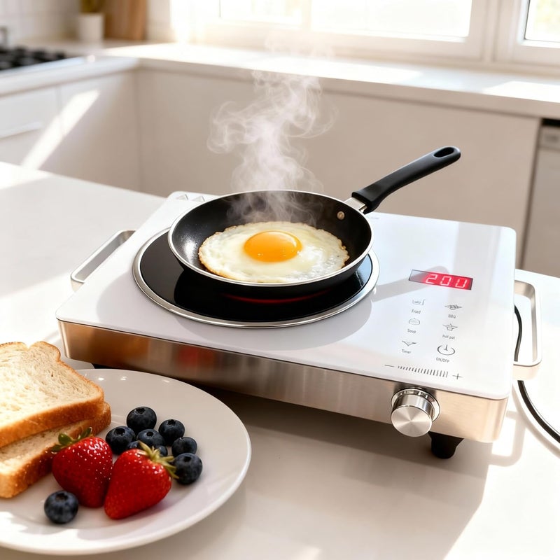 AoMige 3500W Professional Infrared Cooker-Burner Electric Stove, Touch Control Ceramic Hot Plate, Scratch-Resistant Crystal Glass, Universal Compatibility for All Cookware, Portable & Energy Efficient-2white - Image 4