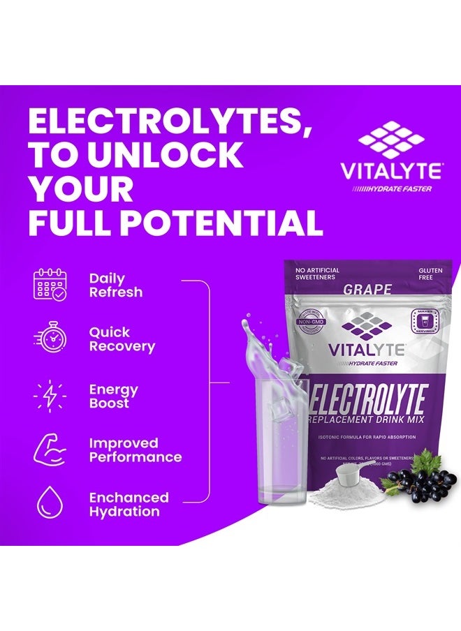 Vitalyte - Electrolyte Powder Drink Mix, Isotonic Electrolyte Hydration Mix, Gluten Free Post Workout Powder Mix, Pack of 1, 35 oz., Grape Flavor - Image 1