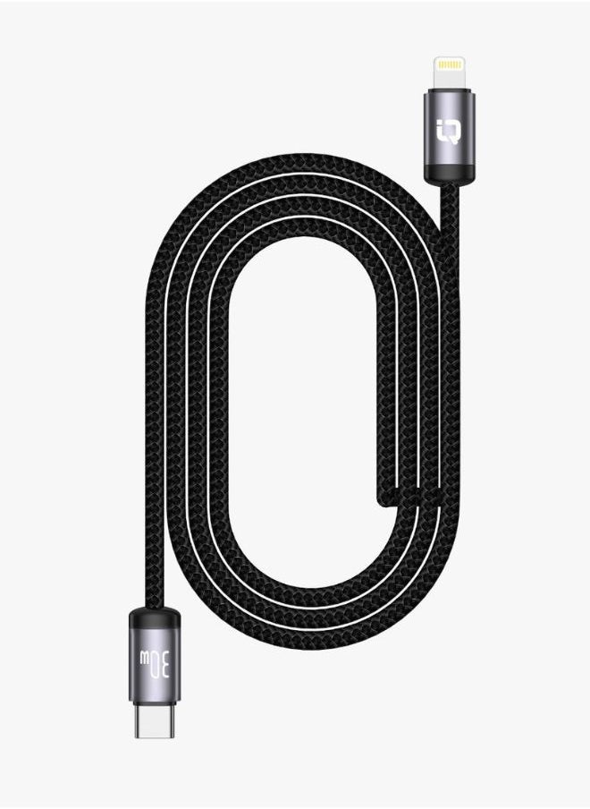 IQ TOUCH IQ TOUCH 1M Type-C to Lightning Cable – 30W Fast Charging, 3.1A, Nylon Braided, Durable & Tangle-Free, Data Sync, Long Bend Life, Widely Compatible – Black  - Image 2