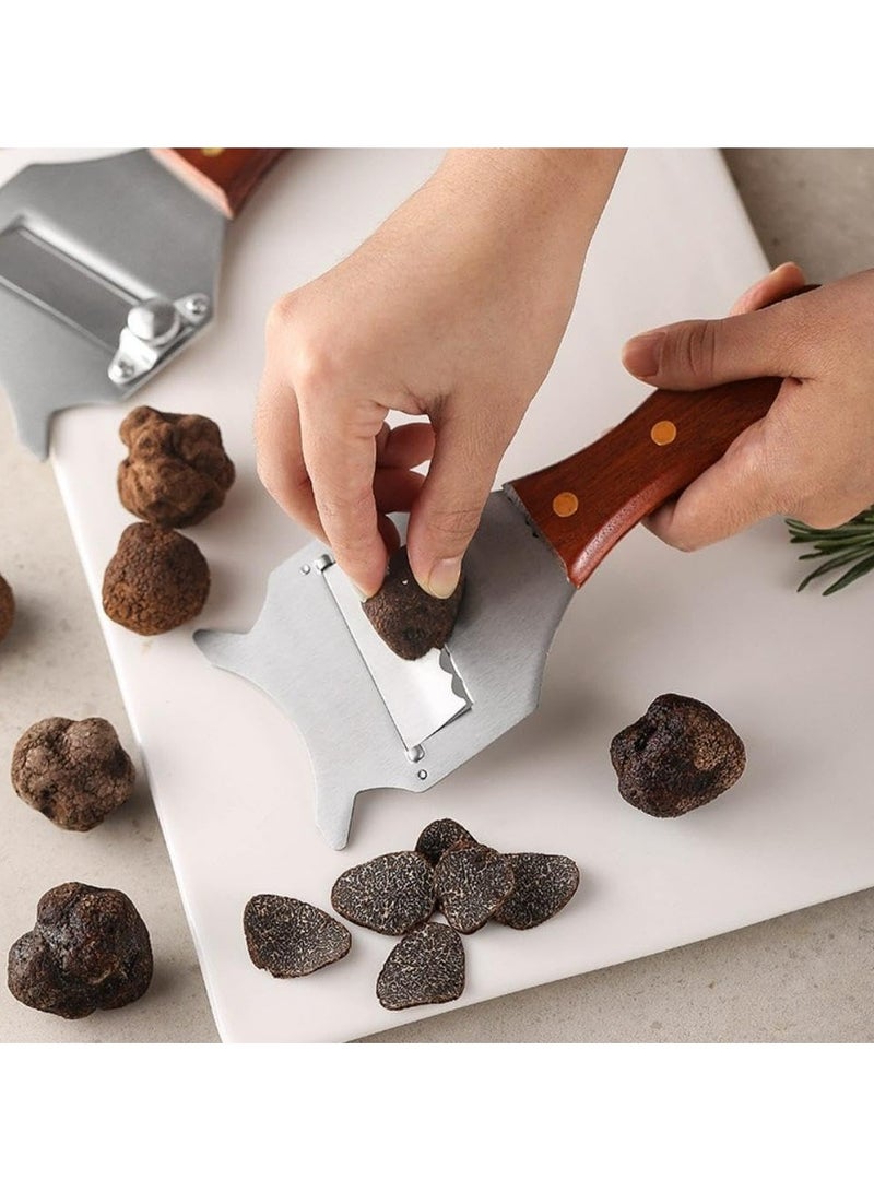 إسكدنيا مقسم الكمأة القابل للضبط مع لوحة من الفولاذ المقاوم للصدأ ومقبض خشبي - Image 5