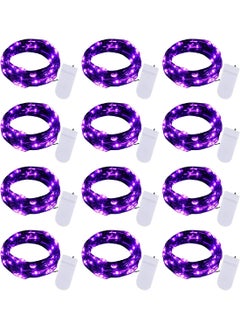 Generic 12-Pack LED Fairy Lights Battery Powered Waterproof Silver Cord (7Ft Purple) For DIY Wedding Party Bedroom Patio  - Image 1