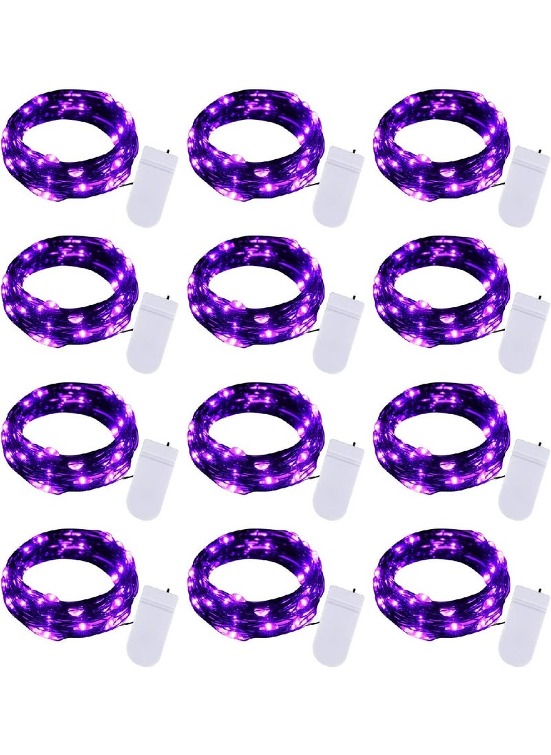 Generic 12-Pack LED Fairy Lights Battery Powered Waterproof Silver Cord (7Ft Purple) For DIY Wedding Party Bedroom Patio  - Image 1