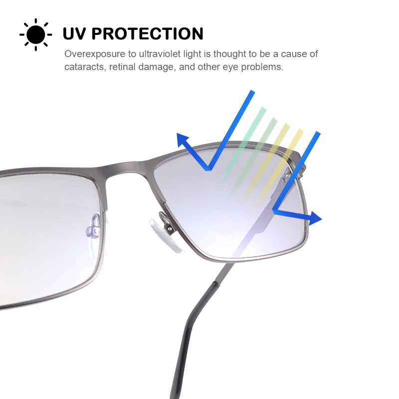 YIMI Mens Blue Light Glasses Men Computer Gaming BlueLight Blocking Glasses Metal Anti Eyestrain Clear Lens Eye Protection (Photochromic/Dual Purpose) - Image 5