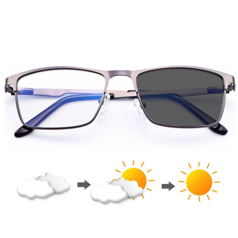 YIMI Mens Blue Light Glasses Men Computer Gaming BlueLight Blocking Glasses Metal Anti Eyestrain Clear Lens Eye Protection (Photochromic/Dual Purpose) - Image 1