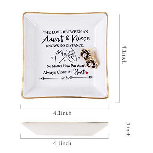 Piudee Aunt Gifts from Niece - The Love Between An Aunt Niece Knows No Distance Ring Trinket Dish Jewelry Tray, Aunt Birthday Gift Aunt and Niece Gifts for Aunts Mothers Day Christmas Valentines - Image 5