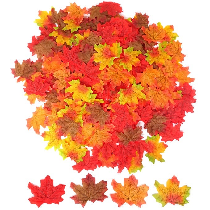 200PCS 8CM31INCH ASSORTED COLOR ARTIFICIAL MAPLE LEAVES FALL LEAVES FOR WEDDINGS THANKSGIVING DAY PARTIES PROPS CRAFTS A