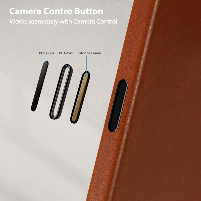 Belemay Handcrafted Full-Grain Vegetable-Tanned Leather Case for iPhone 17 Pro Max, Compatible with MagSafe, Two-Tone Effect, Natural Patina, Camera Control Button, Metal Buttons (6.9"), Saddle Brown - Image 3
