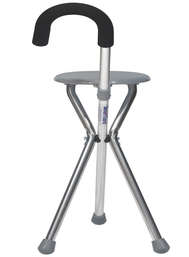 SMARTCARE Smart Care® Height Adjustable Anti Shock Walking Stick with Tri pad, Seat & U Shape Handle - 1 Pair - (SC911L) - Image 5