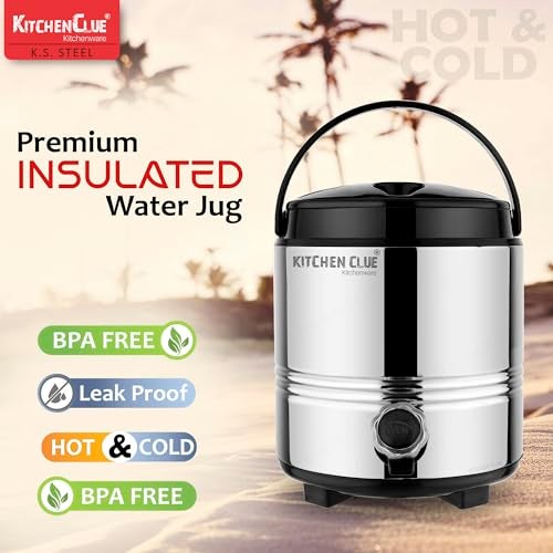 KITCHEN CLUE Stainless Steel Pot with Handle I 5 Liter I Ideal for Storage of Water/Tea I PUF Insulated Water Dispenser for Home Kitchen I Easy to Carry & Maintain I Tea Flask/Container, Silver - Image 5